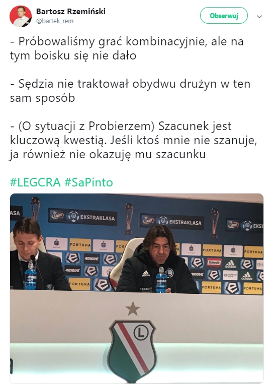 Tak Sa Pinto skomentował porażkę z Cracovią! :D